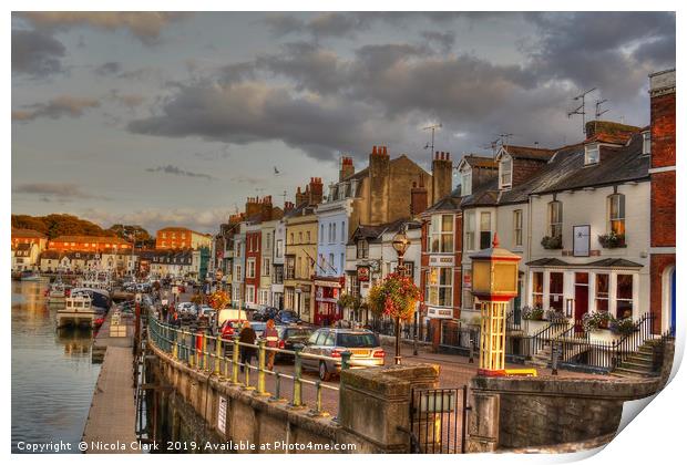 Radiant Sunset on Weymouth Harbour Print by Nicola Clark