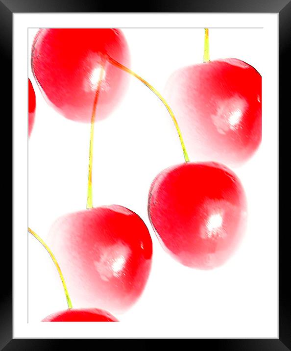 Cherries Framed Mounted Print by Ian Jeffrey