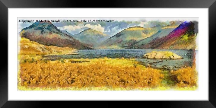 Wastwater Lake District digital art panorama Framed Mounted Print by Martyn Arnold