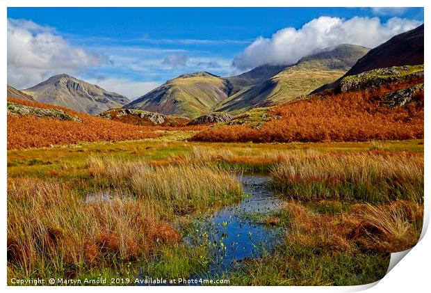 Wasdale Mountains in Autumn, Lake District Landsca Print by Martyn Arnold