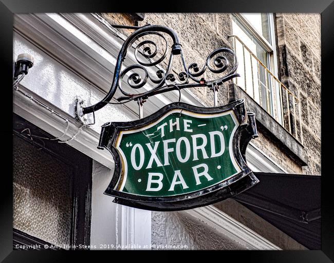 The Oxford Bar Framed Print by Amy Irwin-Steens