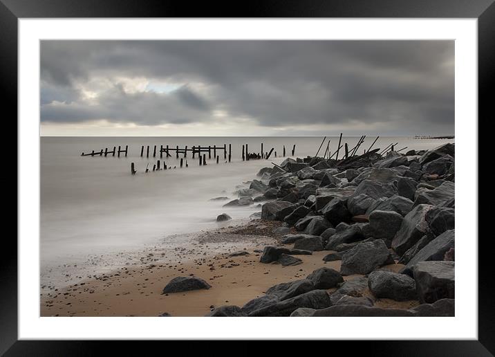 Happisburgh  Beach and Sea Defence, Norfolk Framed Mounted Print by Dave Turner
