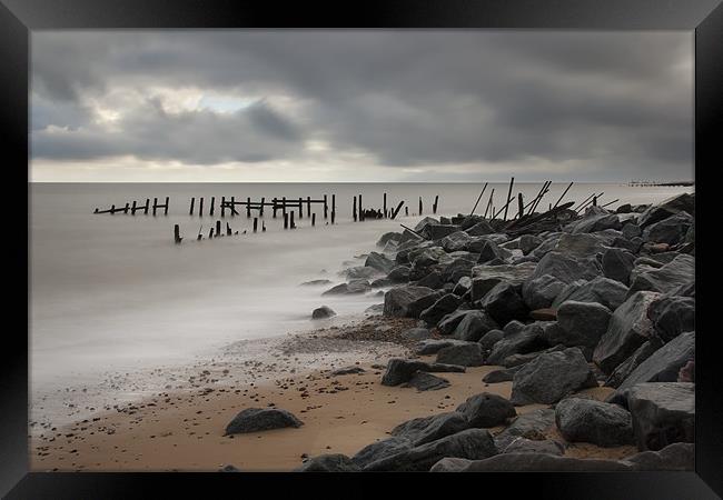Happisburgh  Beach and Sea Defence, Norfolk Framed Print by Dave Turner
