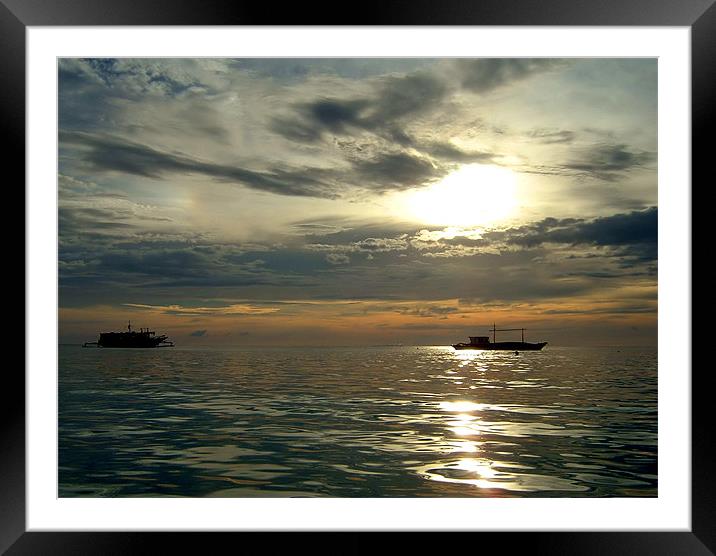 Silver Boracay Sunset Framed Mounted Print by Serena Bowles