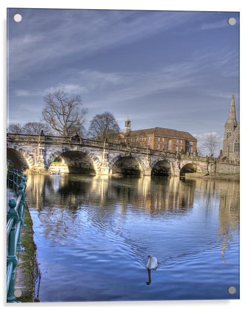 Shrewsbury English Bridge Acrylic by David French