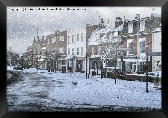 Winter in Isleworth High Street, London, at Xmas Framed Print by Ric Holland