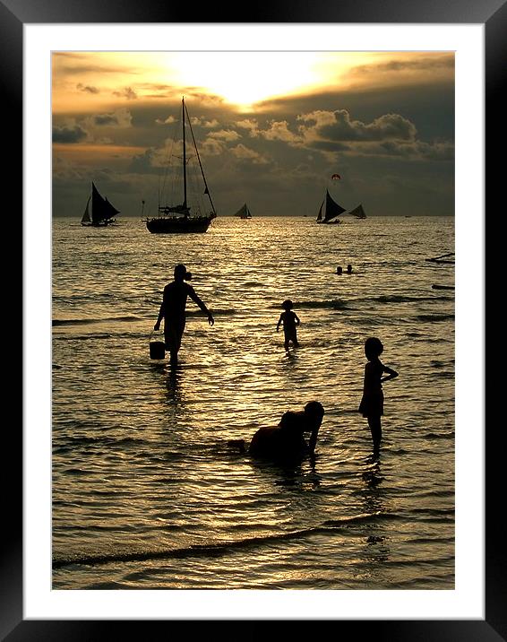 Silhouettes at Sunset Framed Mounted Print by Serena Bowles