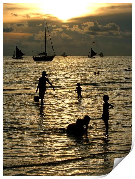 Silhouettes at Sunset Print by Serena Bowles