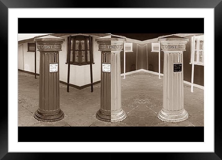 Sepia pillar boxes Framed Mounted Print by Ashley Paddon
