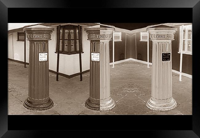 Sepia pillar boxes Framed Print by Ashley Paddon