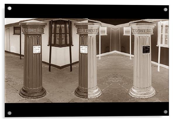 Sepia pillar boxes Acrylic by Ashley Paddon