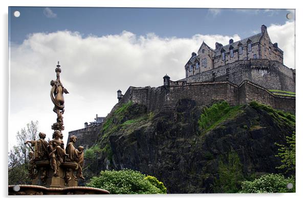 Edinburgh Castle Acrylic by Tony Bates