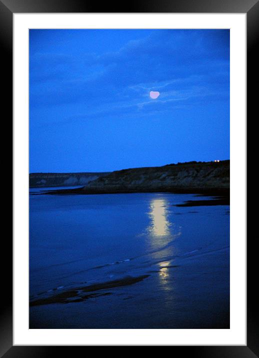 A Blue Moonlight over the Sea Framed Mounted Print by JEAN FITZHUGH