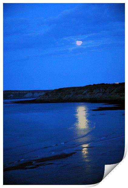 A Blue Moonlight over the Sea Print by JEAN FITZHUGH