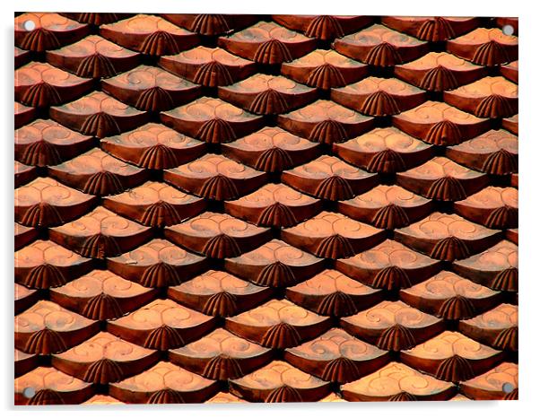 Red Roof Tiles Acrylic by Serena Bowles