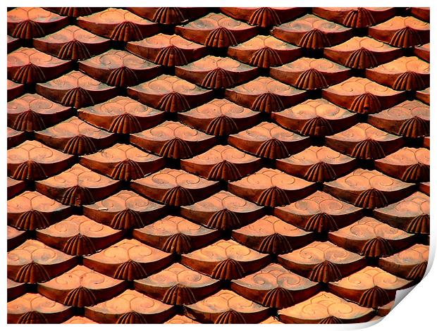 Red Roof Tiles Print by Serena Bowles