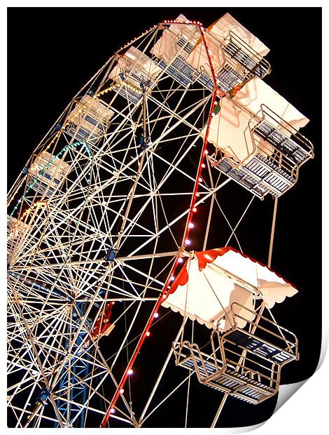 Big Wheel at Night . . . Childrens Delight Print by Serena Bowles