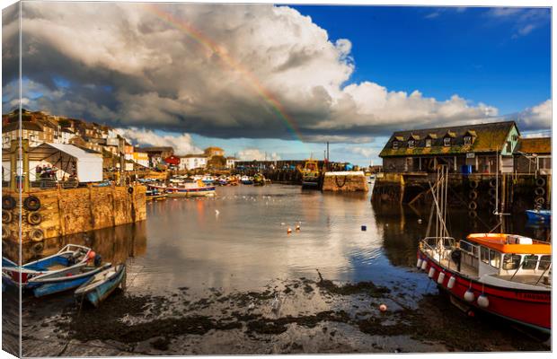Low Tide, Mevagissey Harbour, Cornwall. Canvas Print by Maggie McCall