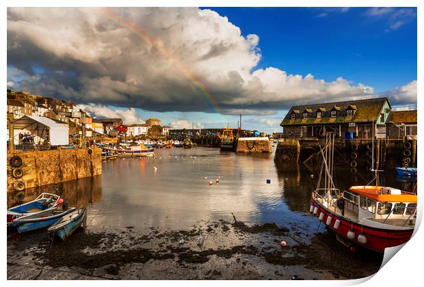 Low Tide, Mevagissey Harbour, Cornwall. Print by Maggie McCall