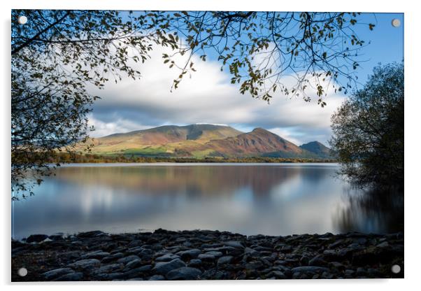 First Snow on Skiddaw Acrylic by Roger Green