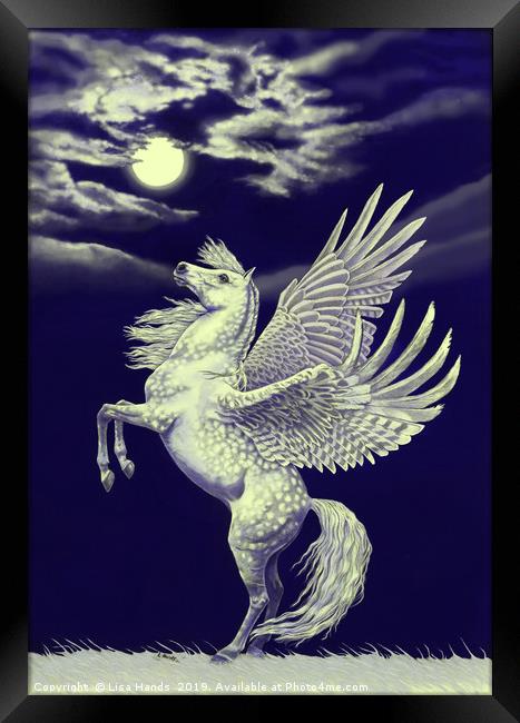 Moon Stallion - a tinge of gold Framed Print by Lisa Hands