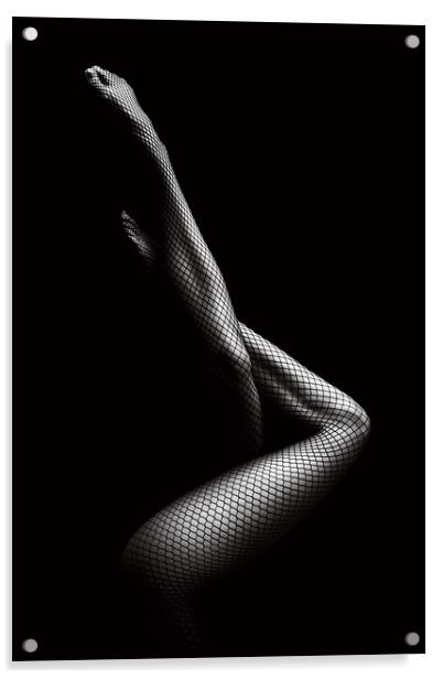 Legs in Fishnet Stockings 1 Acrylic by Johan Swanepoel