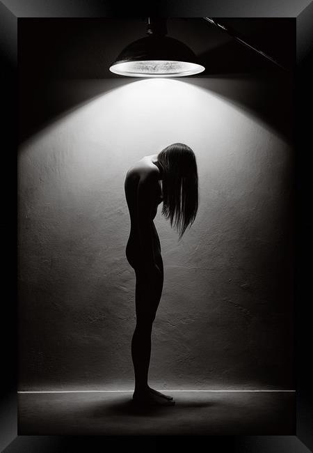 Woman in the spotlight 1 Framed Print by Johan Swanepoel