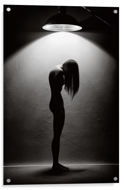 Woman in the spotlight 1 Acrylic by Johan Swanepoel