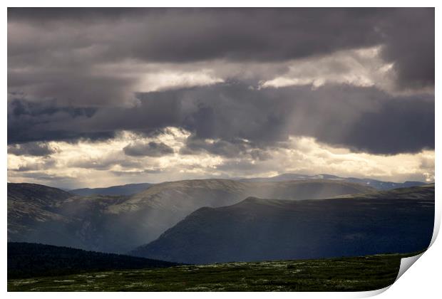 View over Dovre mountains Print by John Stuij