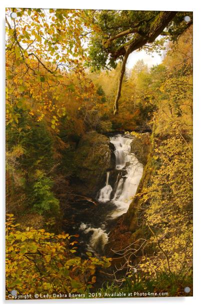 Autumn at Reekie Linn Falls  Acrylic by Lady Debra Bowers L.R.P.S