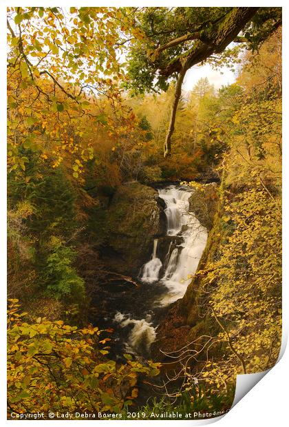 Autumn at Reekie Linn Falls  Print by Lady Debra Bowers L.R.P.S