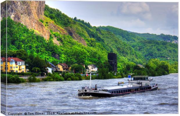 Barge on the Rhine Canvas Print by Tom Gomez