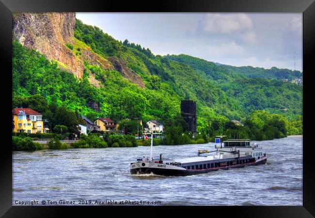 Barge on the Rhine Framed Print by Tom Gomez