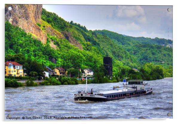 Barge on the Rhine Acrylic by Tom Gomez
