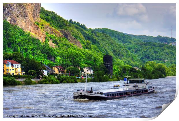 Barge on the Rhine Print by Tom Gomez
