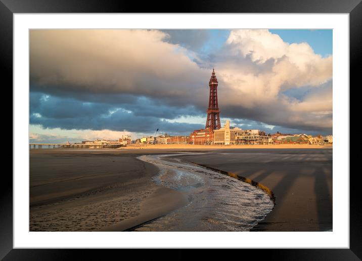 Blackpool on a  winters evening Framed Mounted Print by gary telford
