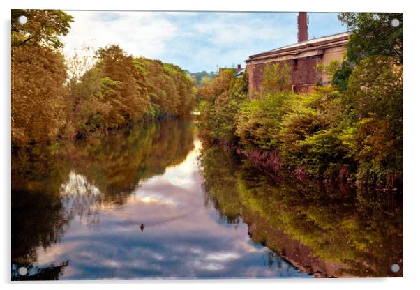 River Irwell  Ramsbottom uk Acrylic by Irene Burdell