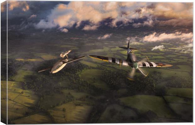 Spitfire tipping V1 flying bomb Canvas Print by Gary Eason
