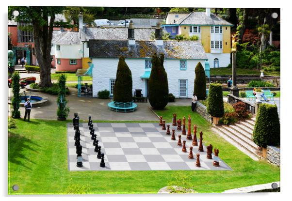 Portmeirion village "Chess set." Acrylic by Frank Irwin