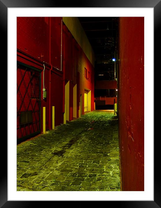 Down a Dark Alley Framed Mounted Print by Serena Bowles