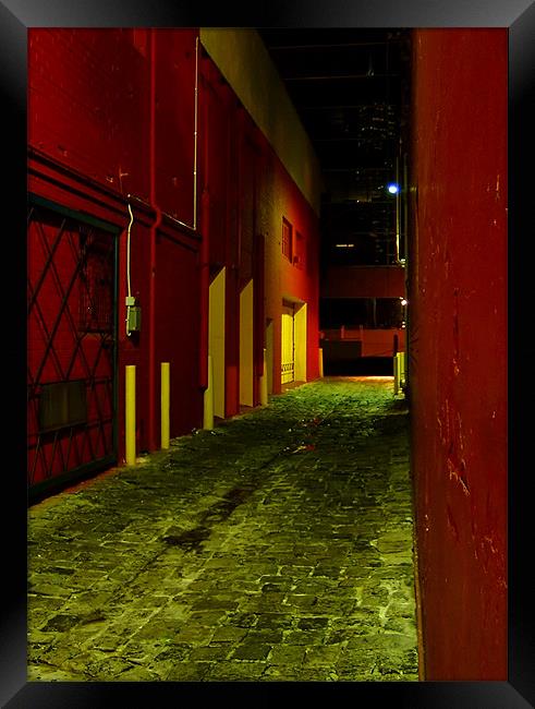 Down a Dark Alley Framed Print by Serena Bowles