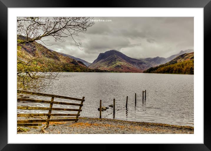 Fence Line into Buttermere Lake Framed Mounted Print by Robert Murray