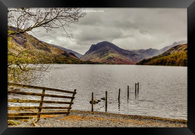 Fence Line into Buttermere Lake Framed Print by Robert Murray