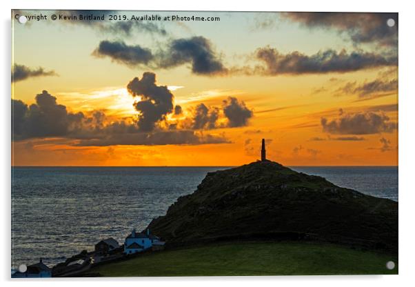 sunset at cape cornwall  Acrylic by Kevin Britland