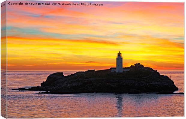 godrevy lighthouse sunset Canvas Print by Kevin Britland