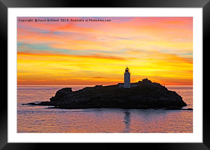 godrevy lighthouse sunset Framed Mounted Print by Kevin Britland