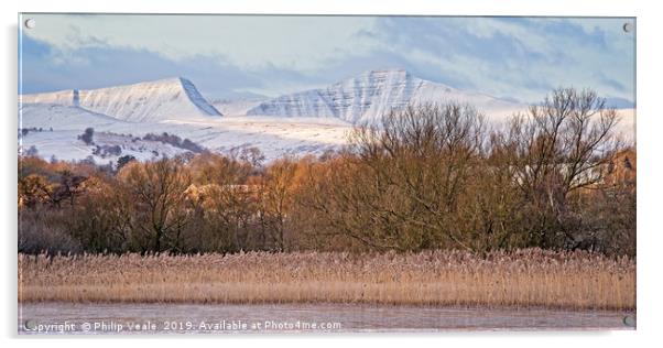 Brecon Beacons Winter Dawn Panoramic. Acrylic by Philip Veale