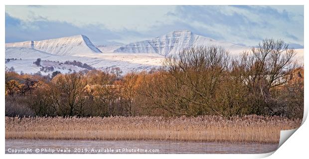Brecon Beacons Winter Dawn Panoramic. Print by Philip Veale