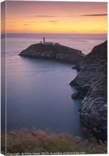 South Stack Lighthouse at Sunset, Anglesey. Canvas Print by Philip Veale