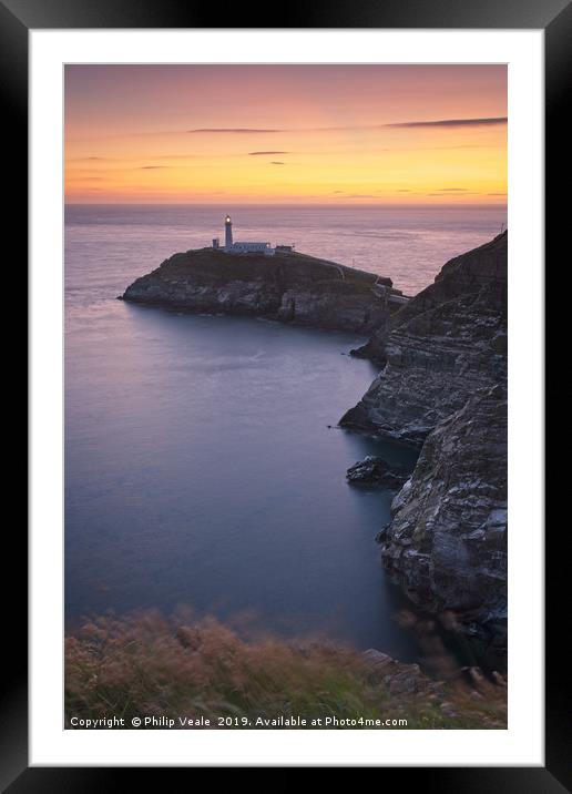 South Stack Lighthouse at Sunset, Anglesey. Framed Mounted Print by Philip Veale